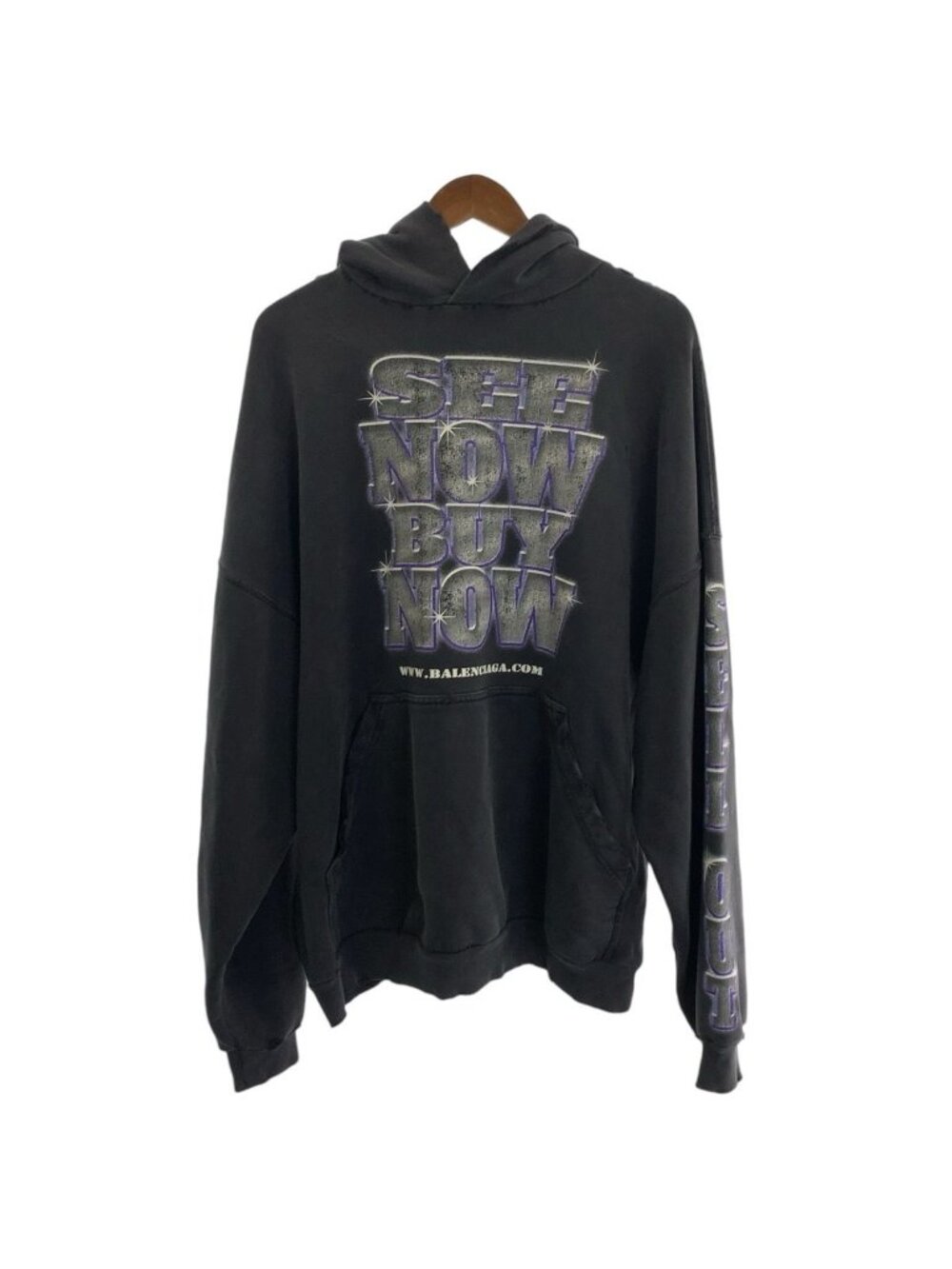 Balenciaga Snbn Large Fit Hoodie Black Gray Purple Cotton